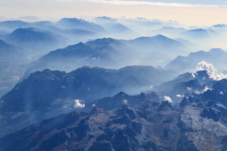 Italian Alps mountains, view from above.