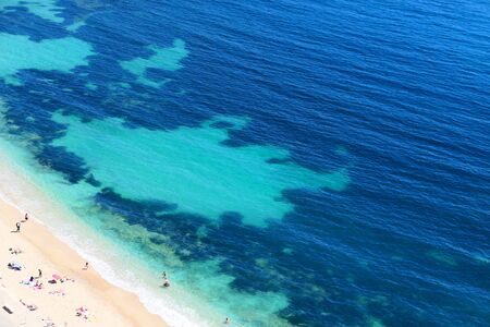 View from above on the beach of French Riviera, Cote d'Azur, Villefranche Sur Mer.の写真素材