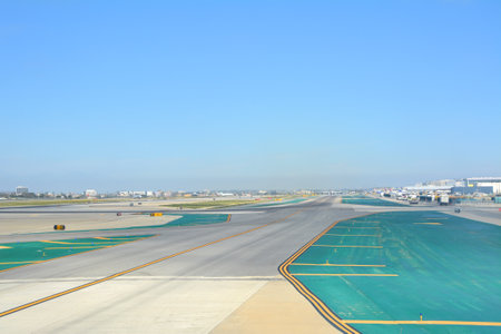 LOS ANGELES, CA, USA - MARCH 30, 2018 : The runway of Los Angeles LAX airport.