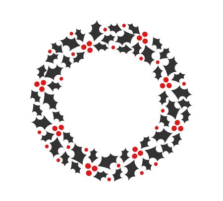 Christmas wreath made of holly berries. Vector illustration.のイラスト素材
