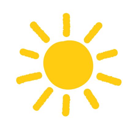 Sun doodle painted icon isolated on white background. Vector illustration.のイラスト素材