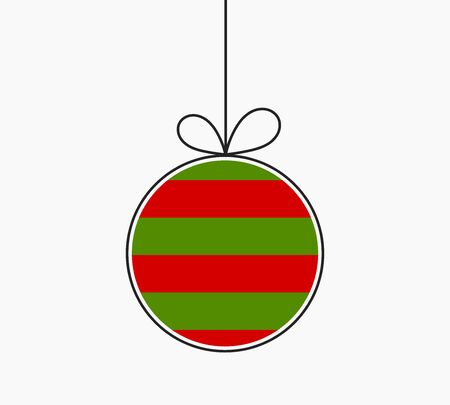 Christmas bauble ornament, red and green stripes pattern. Vector illustration.のイラスト素材
