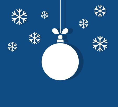 Christmas ball ornament and snowflakes on blue background. Vector illustration.のイラスト素材