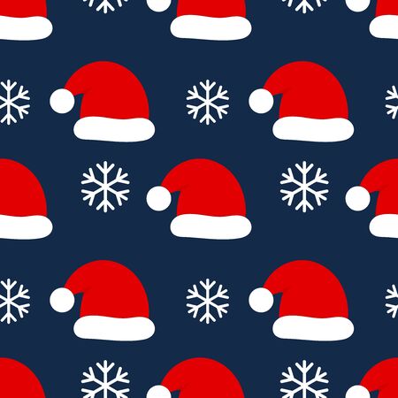 Santa Claus hats winter seamless pattern. Vector illustration.のイラスト素材