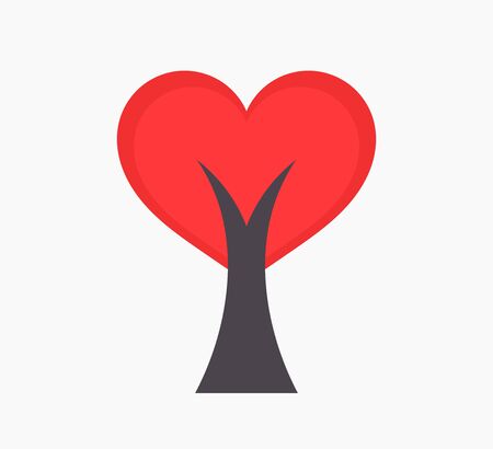 Red heart tree icon. Vector illustration.のイラスト素材