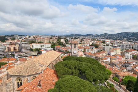 Cannes, France - May 3, 2019 - Rooftop view of old town in Cannes, France, French Riviera.のeditorial素材