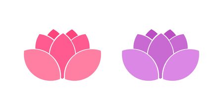 Lotus flowers pink and purple icons. Vector illustration.のイラスト素材