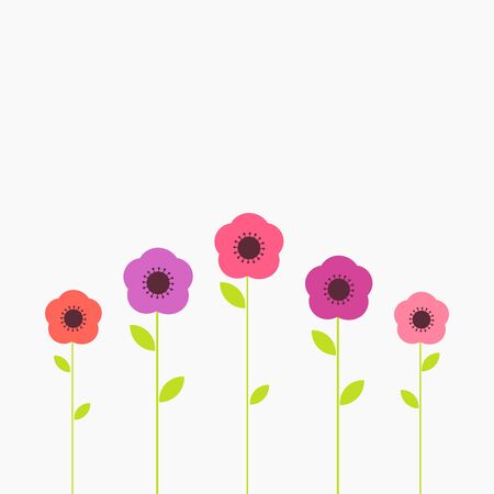 Cute summer flowers on white background. Vector illustration.のイラスト素材