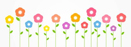 Colorful flat design flowers growing. Vector illustration.のイラスト素材
