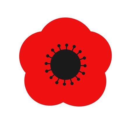 Red poppy flower blossom simple flat icon. Vector illustration.のイラスト素材