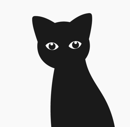 Cute black cat silhouette. Vector illustration.のイラスト素材