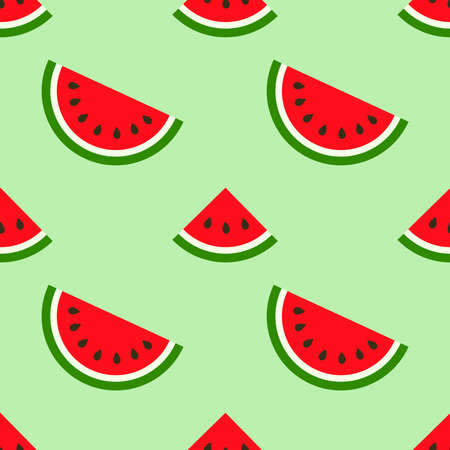 Watermelon slices flat seamless pattern. Vector illustration.