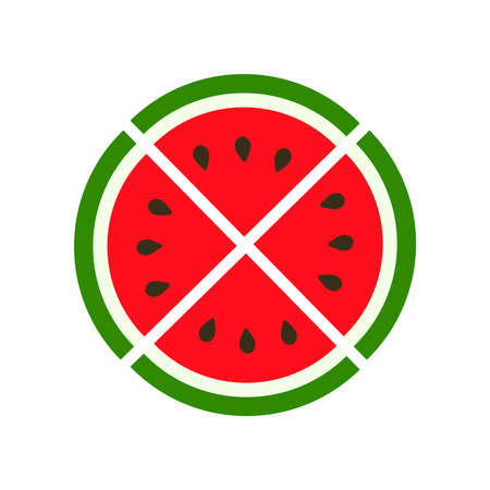 Watermelon fruit slices. Vector illustration.のイラスト素材