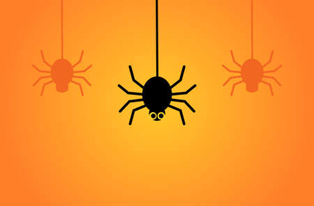 Hanging spiders background. Halloween vector illustration.のイラスト素材