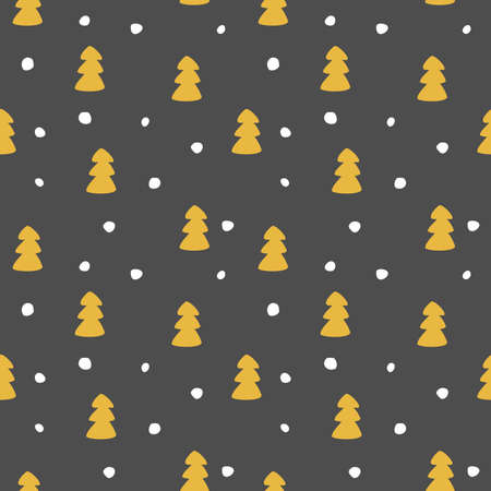Christmas trees seamless winter dark pattern. Vector illustration.のイラスト素材