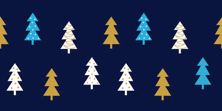 Christmas trees pattern border. Vector illustration.