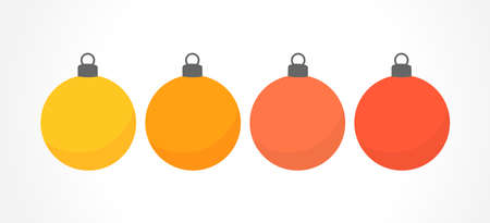 Christmas balls ornaments, warm colors set. Vector illustration.のイラスト素材