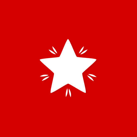 Christmas white star symbol on red background. Vector illustration.のイラスト素材