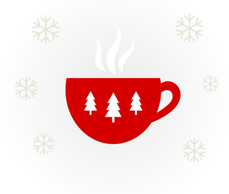 Christmas hot coffee or chocolate beverage in red cup.のイラスト素材