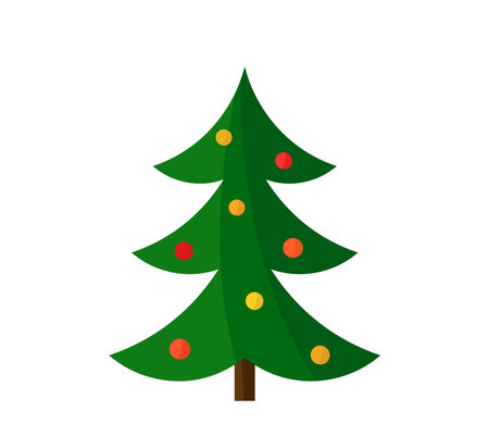 Decorated Christmas tree on whiteのイラスト素材
