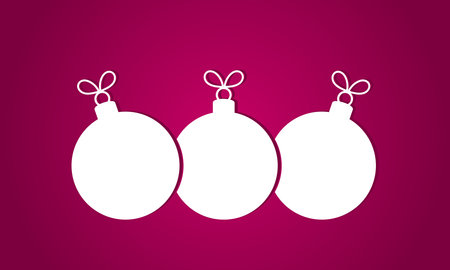 White Christmas balls on purple background. Vector illustration.のイラスト素材