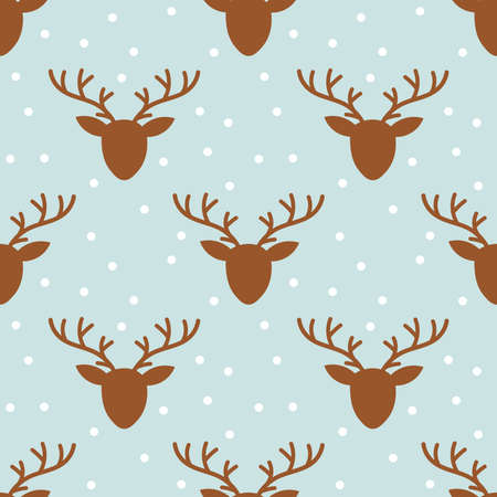 Winter reindeers seamless pattern. Vector illustration.のイラスト素材