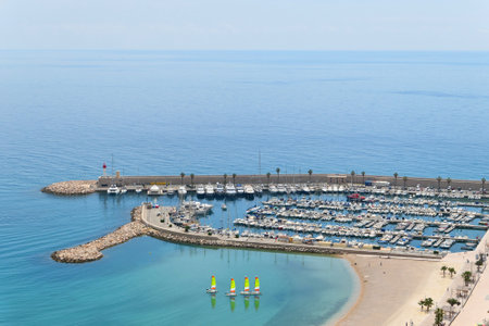 Mediterranean Sea marina in Menton, France, French Riviera.のeditorial素材