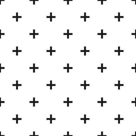 Plus sign black and white seamless pattern. Vector illustration.のイラスト素材