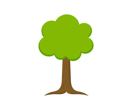 Green tree with roots. Tree icon. Vector illustration.のイラスト素材