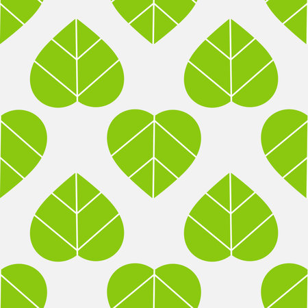 Green leaves seamless pattern. Flat design leaf background. Vector illustration.のイラスト素材