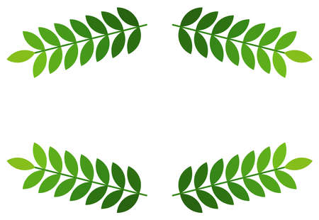 Green leaves border. Vector illustration.のイラスト素材