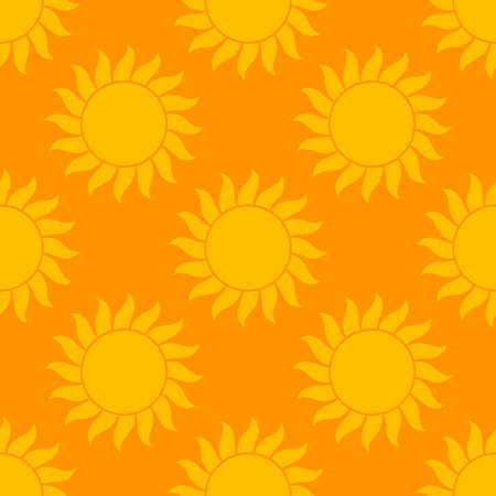 Summer suns background. Orange suns seamless pattern. Vector illustration.