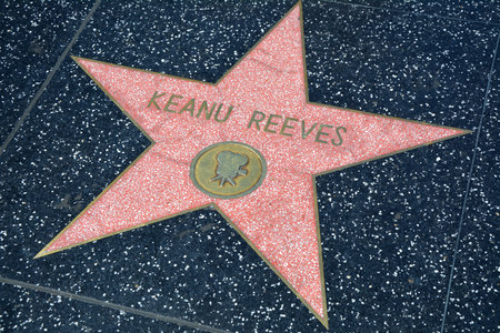 LOS ANGELES, CA, USA - MARCH 27, 2018 : The Hollywood Walk of Fame stars in Los Angeles. Keanu...