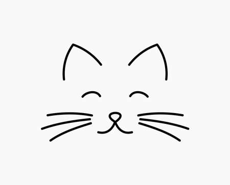Cute cat face line icon. Vector illustration.のイラスト素材
