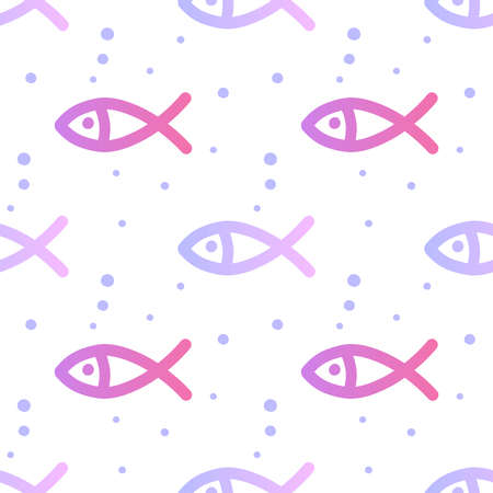Neon fish seamless pattern. Vector illustration.のイラスト素材