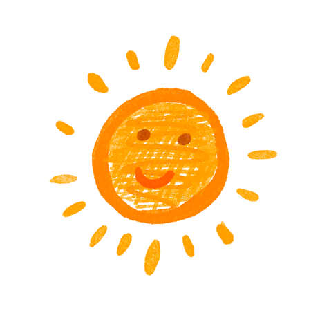 Sun smiling, cute drawing illustration.の写真素材