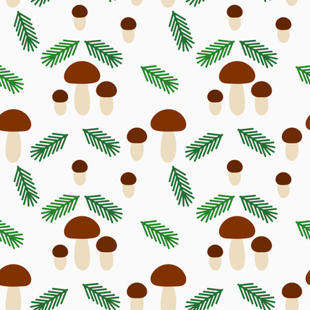 Forest mushroom seamless pattern. Vector illustration.のイラスト素材