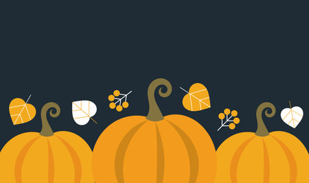 Autumn background with pumpkins and leaves. Vector illustration.のイラスト素材