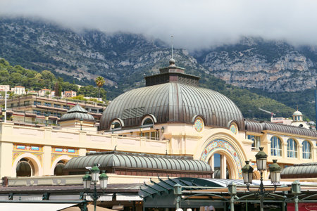 Monte Carlo, Monaco - May 1, 2019: Famous Casino Cafe de Paris in Monte Carlo in Monaco. Outdoor street landmark of Monaco.のeditorial素材