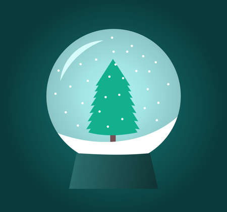 Christmas glass snow ball with Christmas tree inside. Vector illustration.のイラスト素材