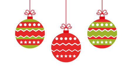 Christmas balls ornaments isolated on white background. Vector illustration.のイラスト素材