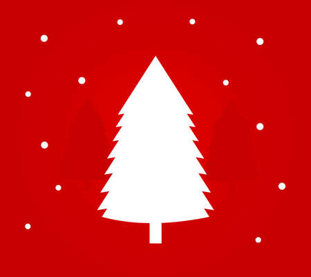 Christmas tree red winter card. Vector illustration.のイラスト素材