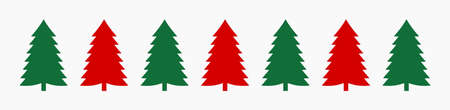 Christmas trees red and green border. Vector illustration.のイラスト素材