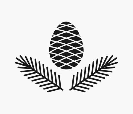 Spruce tree cone and branches symbol. Vector illustration.のイラスト素材