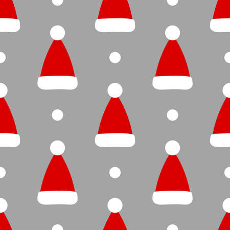 Santa hats Christmas seamless pattern. Vector illustration.のイラスト素材
