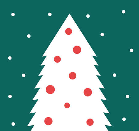 White Christmas tree greeting card background. Vector illustration.のイラスト素材