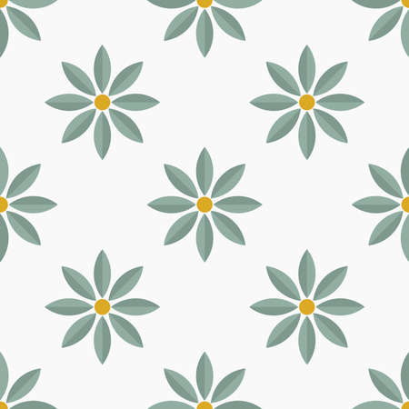 Blue flowers seamless flat pattern. Vector illustration.のイラスト素材