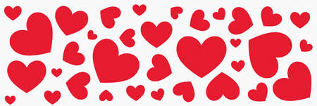 Red hearts pattern border. Vector illustration.のイラスト素材