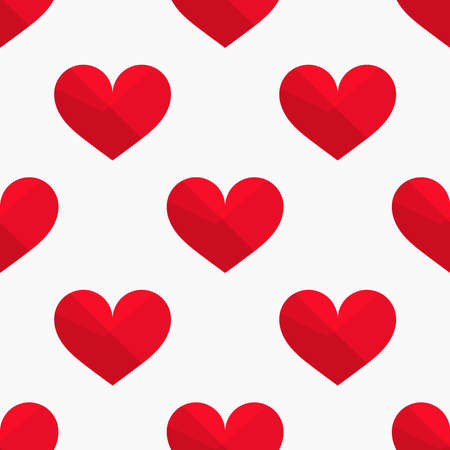 Red hearts geometric seamless pattern. Vector illustration.のイラスト素材
