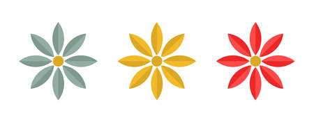 Flowers flat design icons. Vector illustration.のイラスト素材